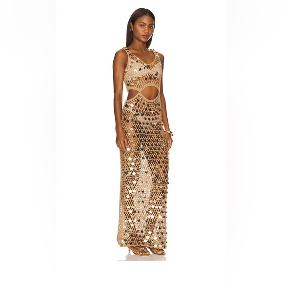REVOLVE Gold Maxi Dress bathing suit coverup! - Picture 1 of 4